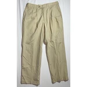 Claiborne Mens Dress Pants 38x30 Brown Pleated Worsted Wool Vintage (34x29)